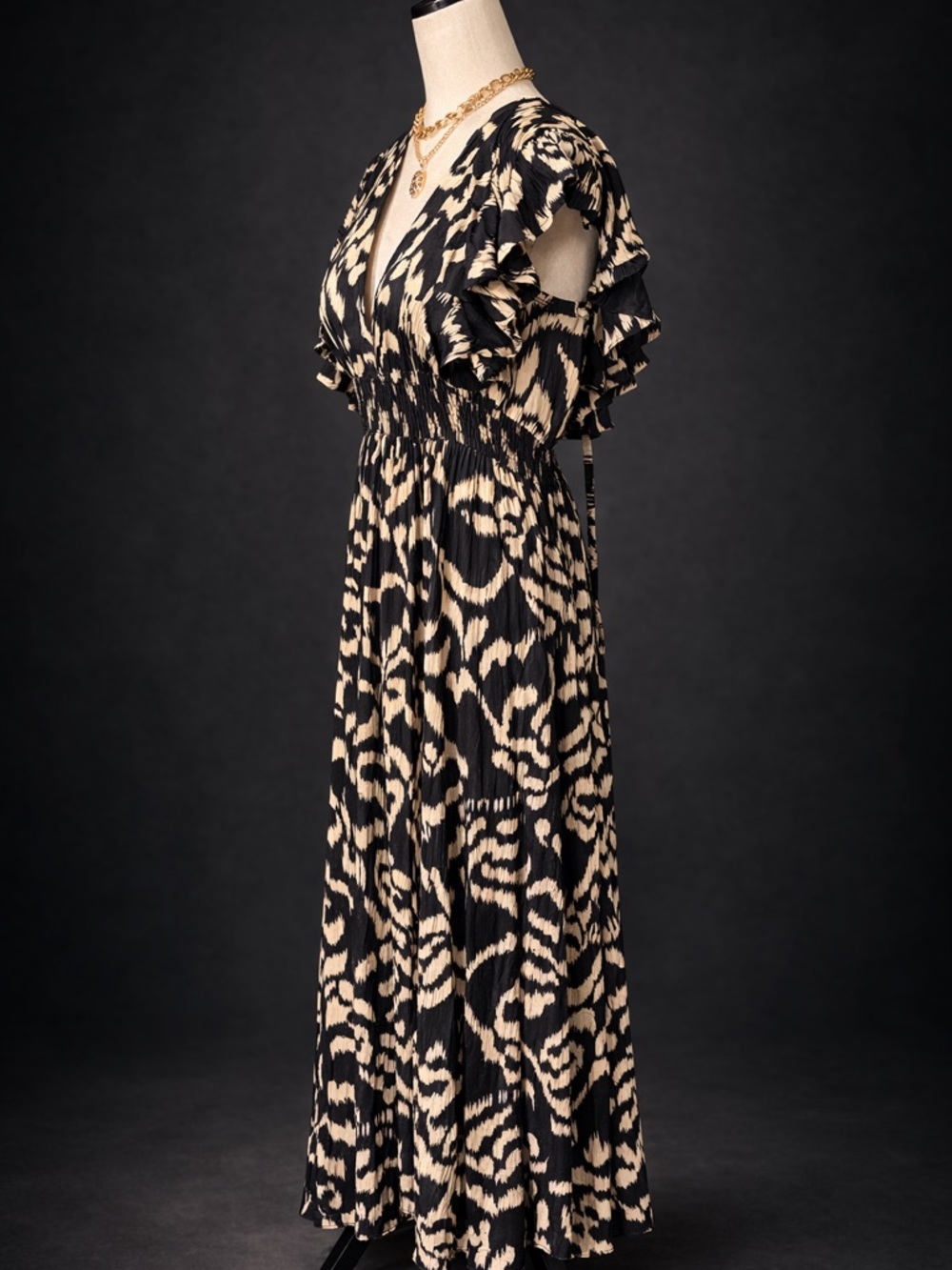Tiare Hawaii Boho Abstract Print Ruffle Sleeve Maxi - Picture 8 of 8